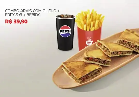 COMBO ARAIS COM QUEIJO + FRITAS G + BEBIDA image