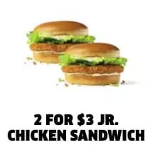 2 for $3 Jr. Chicken Sandwich image