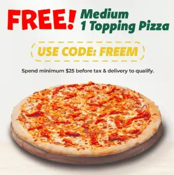 FREE Medium 1 Topping Pizza! image