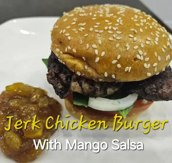 NEW Jerk Chicken Burger w/ Mango Salsa image