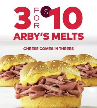 3 for $10 Arby's Melts image
