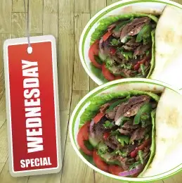 WEDNESDAY SPECIAL - 2 BEEF SHAWARMA WRAPS (880 - 1060 Cals) image