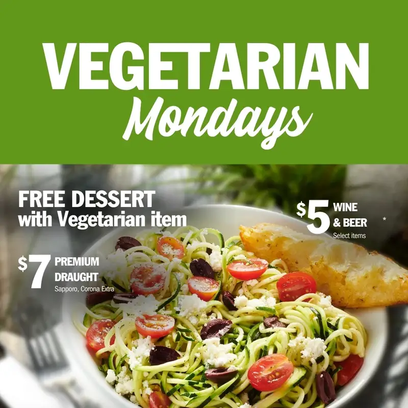 Vegetarian Mondays - FREE Dessert! image