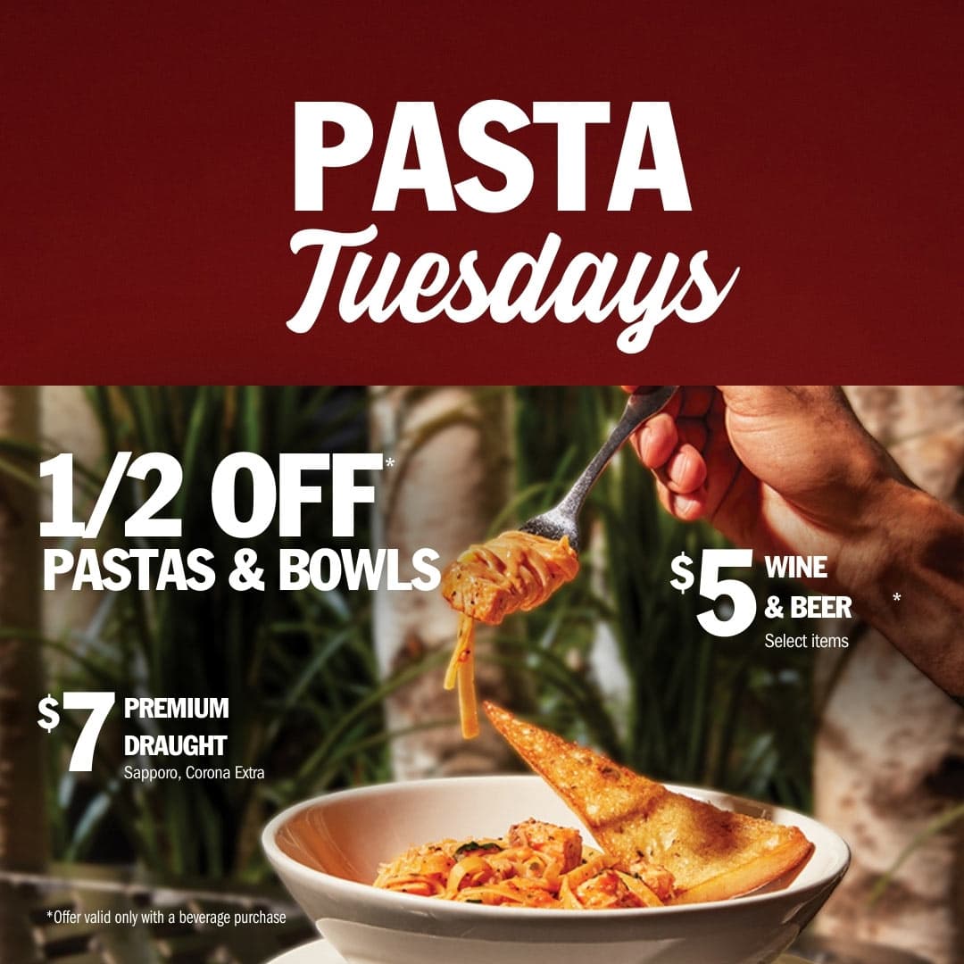 Pasta Tuesdays - 1/2 off Pastas & Bowls image